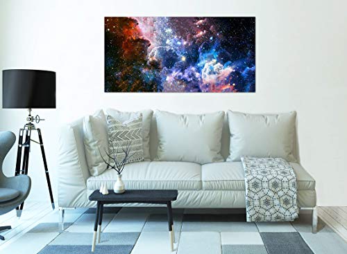 Topquadro Cuadro XXL sobre Lienzo, Imagen Panorámica 100x50cm, Galaxia, Estrellas y Planetas, Universo - Decoración de Pared, Imagen Panorámica - Una Pieza