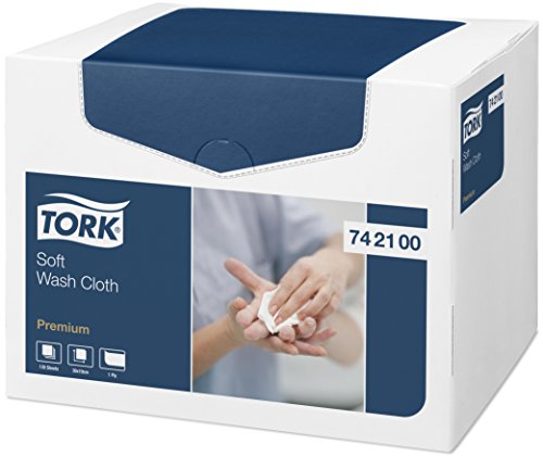 Tork 742100 - Pack de 135 paños para lavado, franelas extra suaves de 1 capa, 19.2 x 30 cm, color blanco