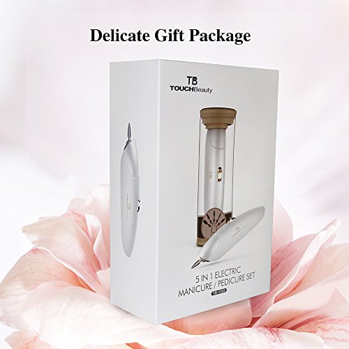 TOUCHBeauty TB-1333 LED Set de Manicura y Pedicura Eléctrica Portátil, 5 accesorios incluidos