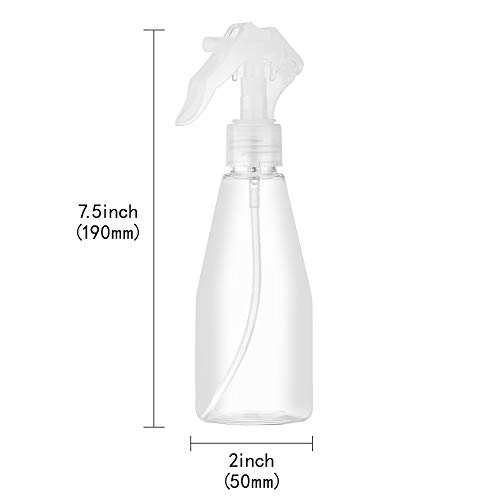 Toureal 200ml Botella de Spray Vacías Plástico (3 Piezas) Pulverizador de Disparo para Agua, Alcohol, Plantas (Transparente)