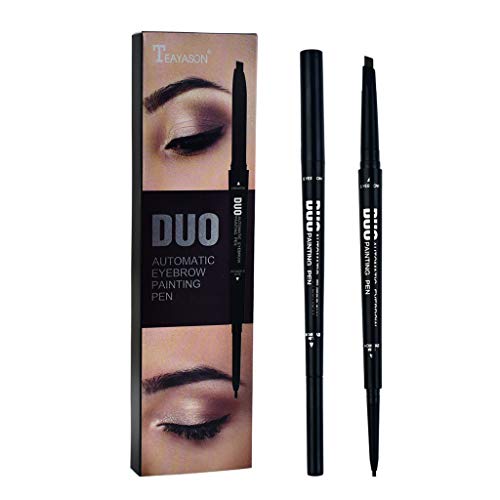 Toygogo 2pcs Lápiz de Cejas Impermeable Doble Cabezal Ultrafina Herramienta de Maquillaje Profesional para Maquilladores - Marrón rojizo