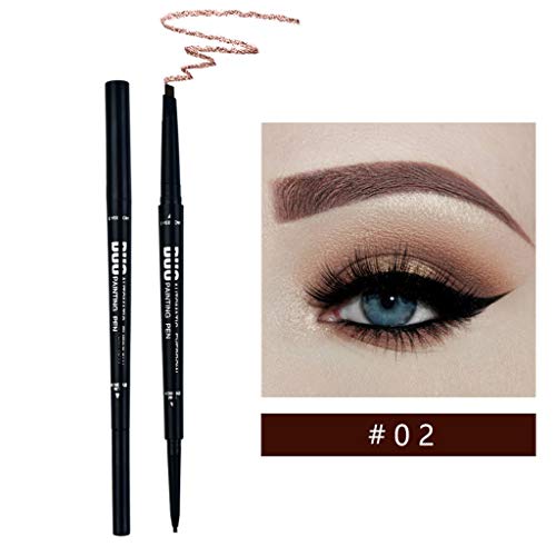 Toygogo 2pcs Lápiz de Cejas Impermeable Doble Cabezal Ultrafina Herramienta de Maquillaje Profesional para Maquilladores - Marrón rojizo