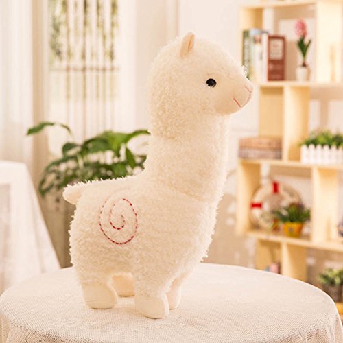 TOYMYTOY Juguetes de animales de alpaca suaves lindos juguetes de muñecas de peluche ovejas elegantes para los niños y los amantes de 24 cm (blanco)