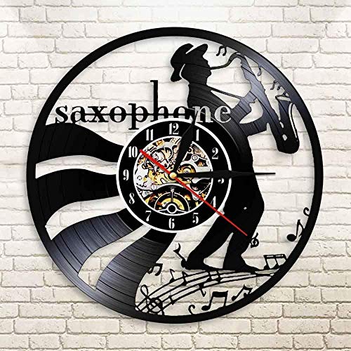 TPFEI Musicien Jazz Musique horloge murale disque vinyle horloge murale trompette Instrumento de saxofón Classique horloge murale