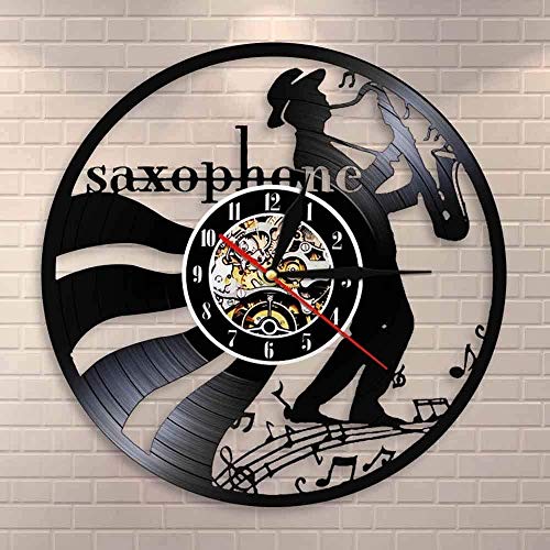TPFEI Musicien Jazz Musique horloge murale disque vinyle horloge murale trompette Instrumento de saxofón Classique horloge murale