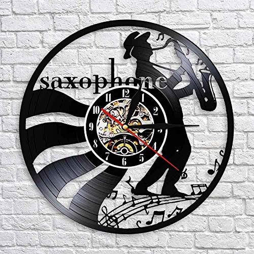 TPFEI Musicien Jazz Musique horloge murale disque vinyle horloge murale trompette Instrumento de saxofón Classique horloge murale