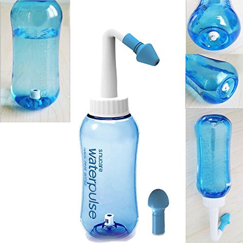 Tpocean - Sistema de limpieza nasal para riego nasal para tratamiento de rinitis alérgica, 300 ml con 2 puntas intercambiables
