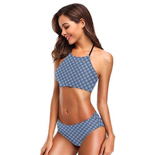 Trajes de baño de Bikini de Dos Piezas para Mujer diseño clásico de Talavera en monótonos Adornos orientales marroquíes turcos