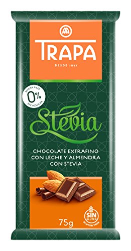 Trapa Tableta de Chocolate Extrafino con Leche y Almendra, con Stevia, 75 g