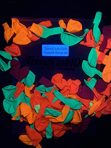 TrendClub100® Globo 100 Globos - Neón Fluorescente - Rosa Naranja Verde Amarillo Violeta
