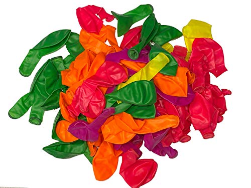 TrendClub100® Globo 100 Globos - Neón Fluorescente - Rosa Naranja Verde Amarillo Violeta