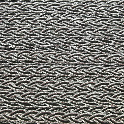TRENZA METALIZADA DE CORDÓN BICOLOR CON ALMA (NEGRO Y PLATA, 5 METROS)