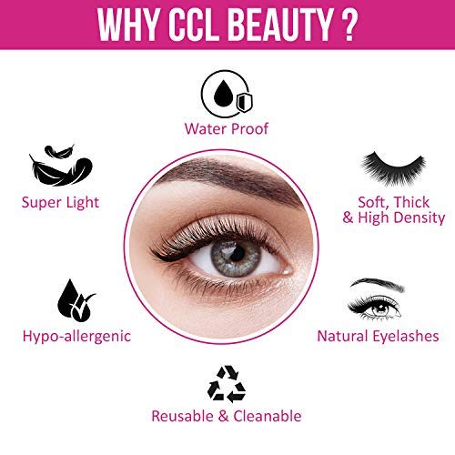 TRIO PESTAÑAS"3D MEGA MAGIC LASH" (3 pares) con pegamento para pestañas (1 x 7G) por CCL BEAUTY Pestañas de seda hechas a mano de lujo Lavable Reutilizable hasta 20 veces, Vegano