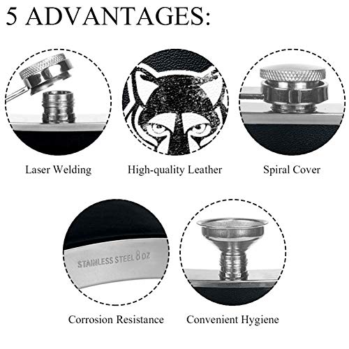 Tropic Fruit - Termo plano para licor con embudo, alcohol, whisky, vino, flagón, Mutli06, 9.2x15cm/3.6x6in