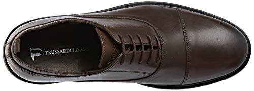 Trussardi Jeans Logo, Zapatos de Cordones Derby para Hombre, Marrón (Dark Brown B220), 45 EU