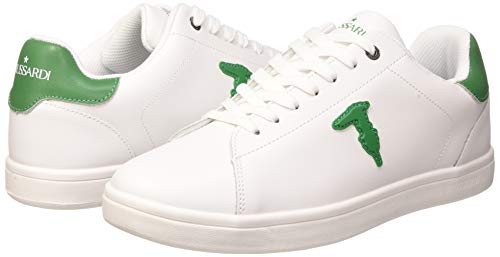 Trussardi Jeans Sneaker ECOLEATHER Rubber PATC, Oxford Plano para Hombre, W620, 44 EU