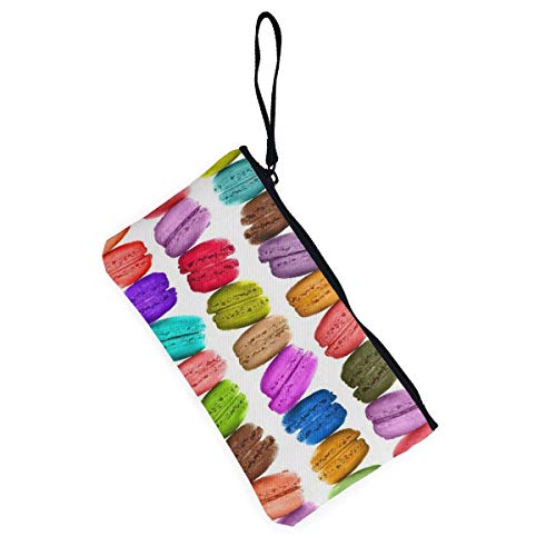 TTmom Carteras de Mujer, Monedero, Canvas Cash Coin Purse,French Macarons Print Make Up Bag Zipper Small Purse Wallets
