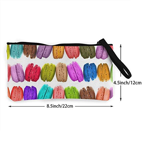 TTmom Carteras de Mujer, Monedero, Canvas Cash Coin Purse,French Macarons Print Make Up Bag Zipper Small Purse Wallets