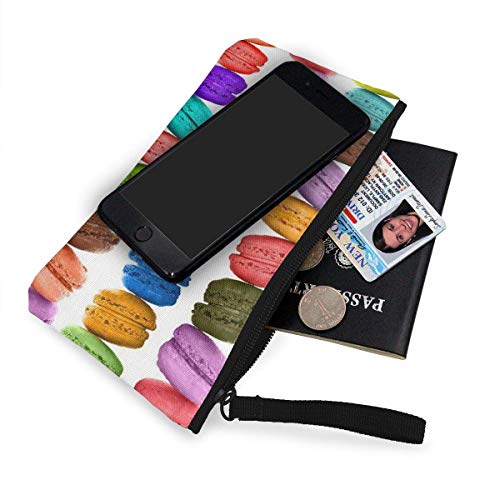 TTmom Carteras de Mujer, Monedero, Canvas Cash Coin Purse,French Macarons Print Make Up Bag Zipper Small Purse Wallets