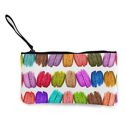 TTmom Carteras de Mujer, Monedero, Canvas Cash Coin Purse,French Macarons Print Make Up Bag Zipper Small Purse Wallets