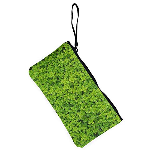 TTmom Carteras de Mujer, Monedero, Canvas Cash Coin Purse,Leaf Nature Background Print Make Up Bag Zipper Small Purse Wallets