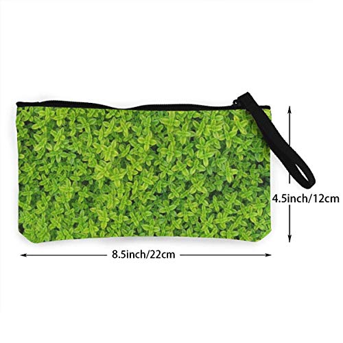 TTmom Carteras de Mujer, Monedero, Canvas Cash Coin Purse,Leaf Nature Background Print Make Up Bag Zipper Small Purse Wallets