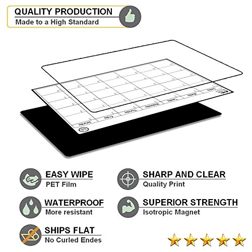 TTMOW Pizarra Blanca Magnética Calendario Tablero Magnético de Nevera con 4 Colores Pluma para Pizarra, Pizarra de Planificación Ideal para Planificar Estudios, Exámenes, Tareas (Mes)