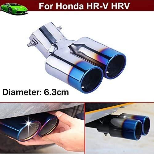 Tubo de escape del tubo de escape del coche Outlets coche doble del cromo redondo de acero inoxidable de escape de cola trasera de la pipa punta del tubo de escape del silenciador Pretector color azul