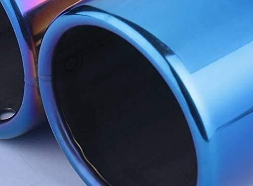Tubo de escape del tubo de escape del coche Outlets coche doble del cromo redondo de acero inoxidable de escape de cola trasera de la pipa punta del tubo de escape del silenciador Pretector color azul