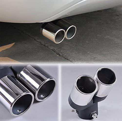 Tubo de escape del tubo de escape del coche Outlets coche doble del cromo redondo de acero inoxidable de escape de cola trasera de la pipa punta del tubo de escape del silenciador Pretector Color Plat