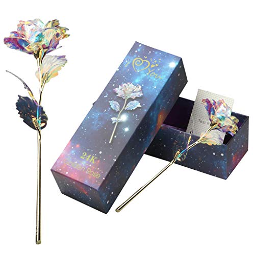 Tumao 24K Gold Rose, Regalos Creativos un Ramo Flores de Rosas de Lámina Oro, Cumpleaños, Día de San Valentín, Día de la Madre, Flor Artificial de Aniversario para Ella