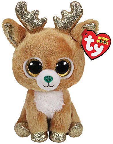 Ty Beanie Boos Glitzy-Reno 15cm-Navidad, Color marrón, 15 cm (36220TY)