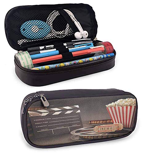 TYUHN Mushroom Decor Soft Pencil Bag Encantado Camino de la naturaleza Mariposas Cuento de hadas Paisaje Rocas Diseño de la calle Uso diario Poliéster