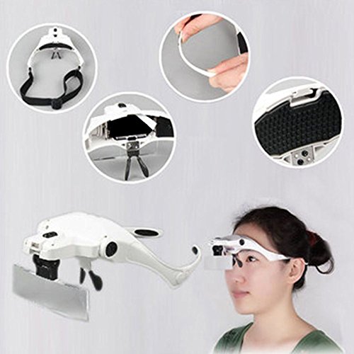 UEETEK 5 lente de lente de lupa ajustable Lupa lupa con LED de luz lámpara Lupas para la extensión de la pestaña Belleza