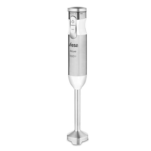 Ufesa BP4572 Deluxe - Batidora de Varilla, 1000 W, 20 Velocidades Y Función Turbo, Plástico, Blanco y Gris