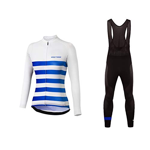 UGLYFROG Invierno Thermo Fleece Ciclismo Ropa Maillot Mujer Jersey+Pantalones Largos Culote de Ciclismo Conjunto Entretiempo para Deportes al Aire Libre Ciclo Bicicleta Raya Diseño Bodies