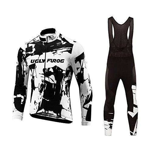 Uglyfrog Ropa Ciclismo Invierno Maillot Ciclismo Set Hombre Jersey + Pantalones Mangas Largas de Ciclismo Ropa Maillot Transpirable para Deportes al Aire Libre Ciclo Bicicleta
