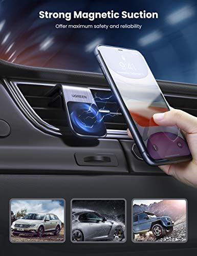UGREEN Soporte Móvil Coche Magnético, Mini Soporte Móvil Coche Iman para Rejillas de Aire Universal Soporte Teléfono Móvil Car Holder para iPhone 11 Pro/XR/X/ 8 Plus/ 7,Samsung Galaxy Note 10/ S9