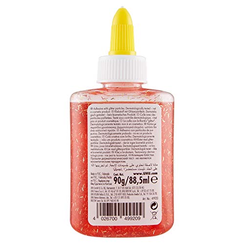UHU Glitter - Pegamento en botella (88,5 ml), color rojo