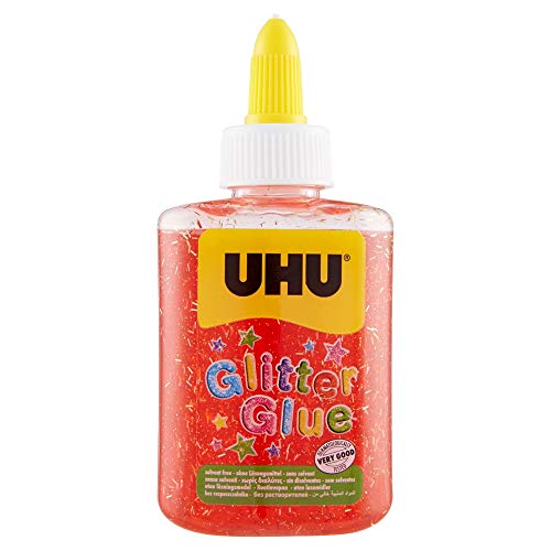 UHU Glitter - Pegamento en botella (88,5 ml), color rojo
