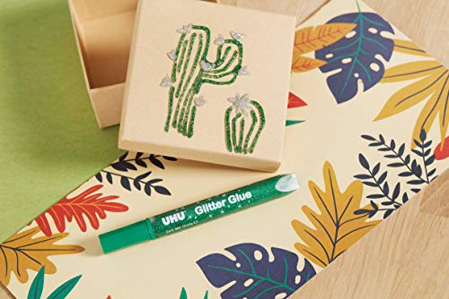 UHU Pegamento con Purpurina Brillante en la Oscuridad 6x10 ml Pack de 6 Tubos, Color multicolot, 10 ml (39017)