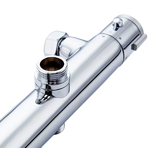 Uiano - Grifo termostático de ducha con 2 salidas altas y bajas y mezclador termostático con protección de seguridad para cuarto de baño