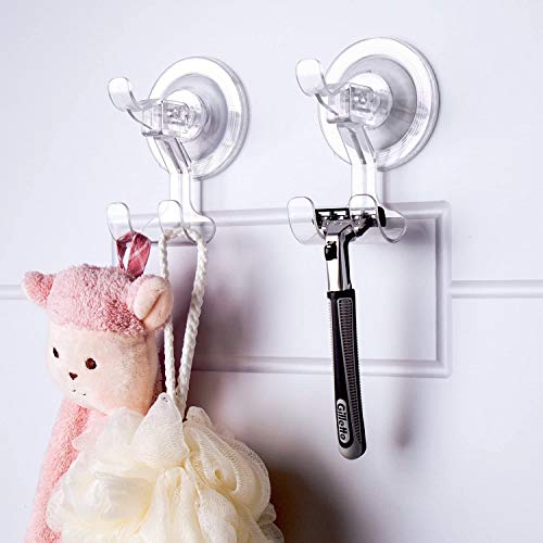 Ulinek 4 Piezas Gancho Ventosa Baño Cocina Ultra Fuerte Sin Agujeros Colgador Ventosa Ganchos Dobles Impermeable Reutilizable Toallero Perchero Pared Ganchos Adhesivos MAX 5kg para Puerta Ropa Llaves