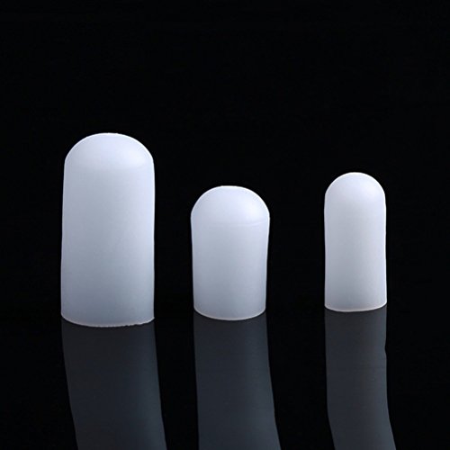 ultnice 10 unidades Tapones silicona gel dedos Puntera para Ampolla Prevención Corn Callus burbujas Dolor – Tamaño S (Color Blanco)