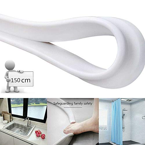 Umbral de ducha plegable, tiras impermeables y flexibles de bloqueo de agua de ducha - Barrera de ducha de silicona autoadhesiva Retenedor de sello de puerta (150cm)