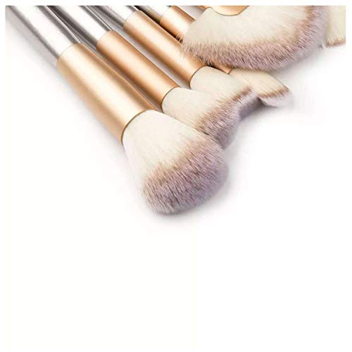 Un conjunto de pinceles de maquillaje Pincel de maquillaje persa Pincel de maquillaje de sombra Pincel de belleza Bolsa de viaje de PU (Champagne)