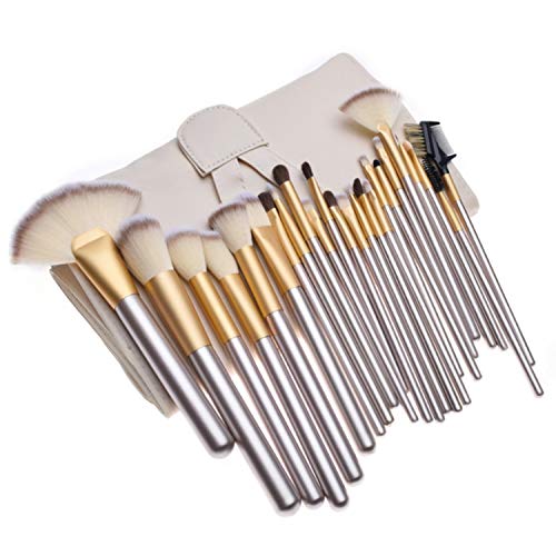 Un conjunto de pinceles de maquillaje Pincel de maquillaje persa Pincel de maquillaje de sombra Pincel de belleza Bolsa de viaje de PU (Champagne)
