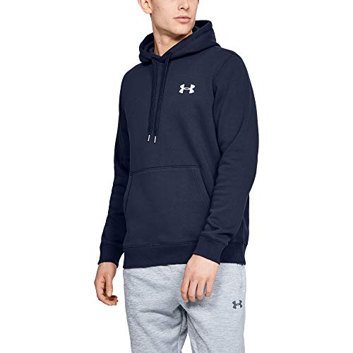 Under Armour Rival Fitted Pull Over Sudadera con Capucha, Hombre, Azul (Midnight Navy/White 410), L