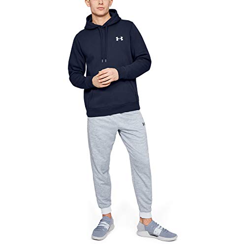 Under Armour Rival Fitted Pull Over Sudadera con Capucha, Hombre, Azul (Midnight Navy/White 410), L