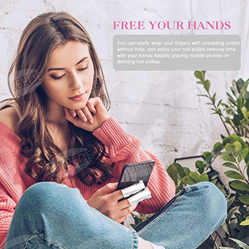 UNEEDE Almohadillas para quitar esmalte de uñas,300 unidades de lámina de aluminio para esmalte de uñas,1pieza de quitacutículas y1 lima de uñas,herramienta para eliminar fácilmente el esmalte de uñas